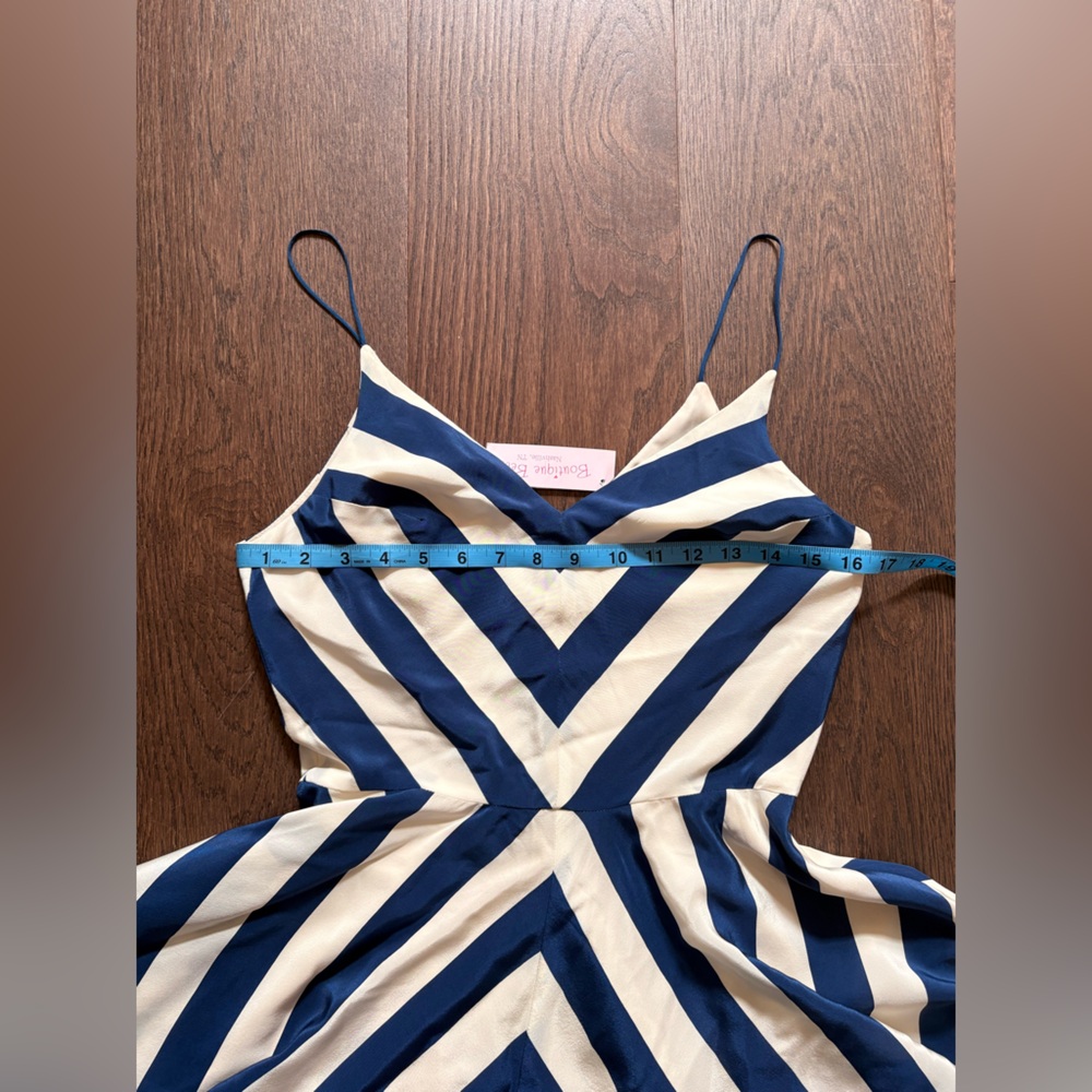 Amanda Uprichard Blue and White Chevron Dress - Picture 3 of 8